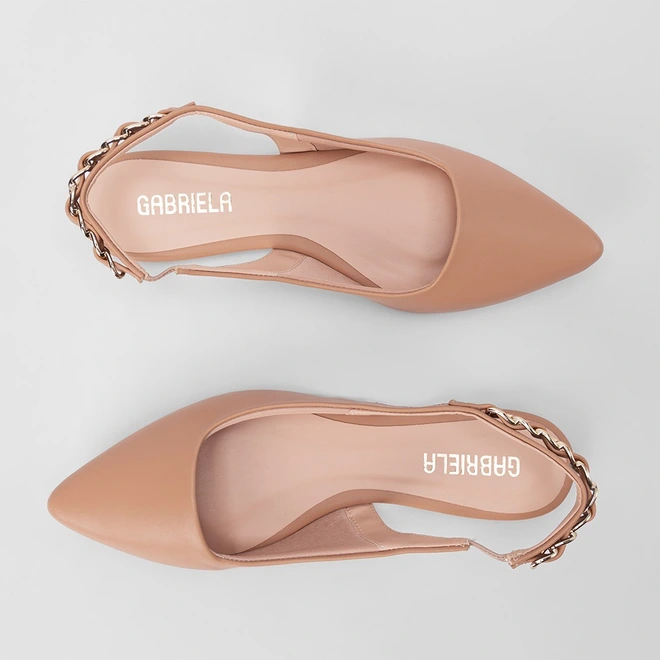 Sapatilha Slingback Gabriela Napa Corrente Nude