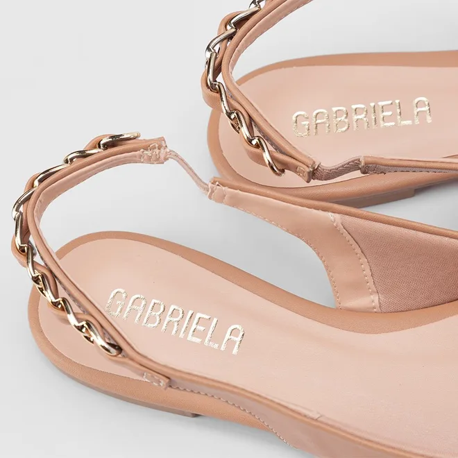Sapatilha Slingback Gabriela Napa Corrente Nude