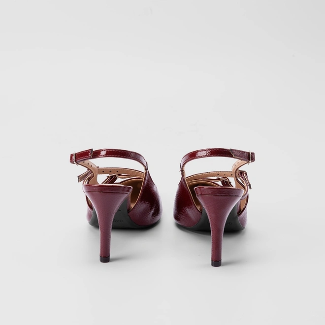 Scarpin Slingback Feminino Gabriela Salto Alto Tiras Slim Vinho