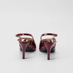 Scarpin Slingback Feminino Gabriela Salto Alto Tiras Slim Vinho