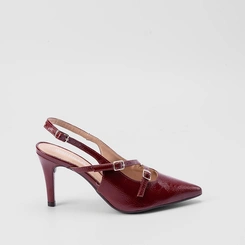 Scarpin Slingback Feminino Gabriela Salto Alto Tiras Slim Vinho