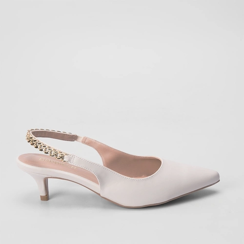 Scarpin Slingback Gabriela Detalhe Corrente Off White