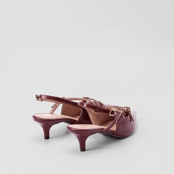 Scarpin Slingback Feminino Gabriela Salto Fino Tiras Slim Vinho