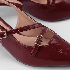 Scarpin Slingback Feminino Gabriela Salto Fino Tiras Slim Vinho
