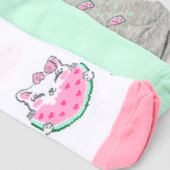 Kit Meia Infantil STZ Cano Baixo Gato Melancia 3 Pares 4-6 Anos Multicolor