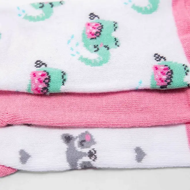 Kit Meia Infantil Cano Baixo Stz Pets 3 Pares 4-6 Anos Rosa