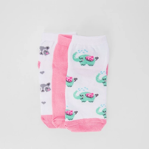 Kit Meia Infantil Cano Baixo Stz Pets 3 Pares 4-6 Anos Rosa