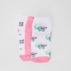 Kit Meia Infantil Cano Baixo Stz Pets 3 Pares 4-6 Anos Rosa