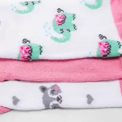 Kit Meia Infantil Cano Baixo Stz Pets 3 Pares 4-6 Anos Rosa