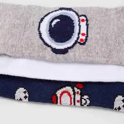 Kit Meia Infantil Cano Baixo Stz Astronauta 3 Pares 30-33 Color