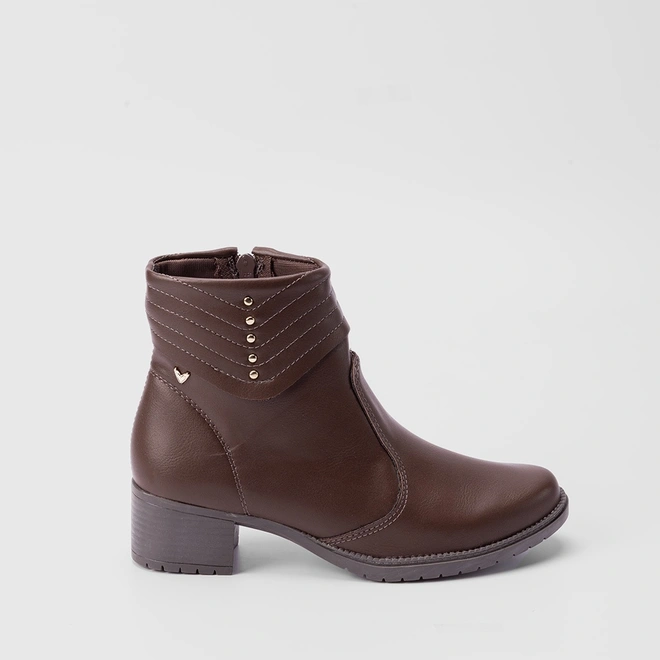 Ankle Boot Mississipi Detalhes Pespontos & Rebite Marrom
