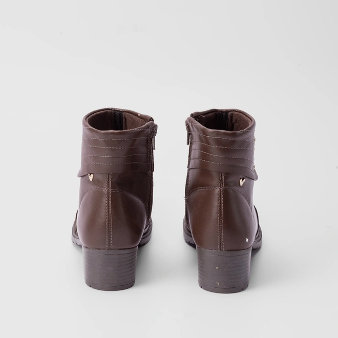 Ankle Boot Mississipi Detalhes Pespontos & Rebite Marrom