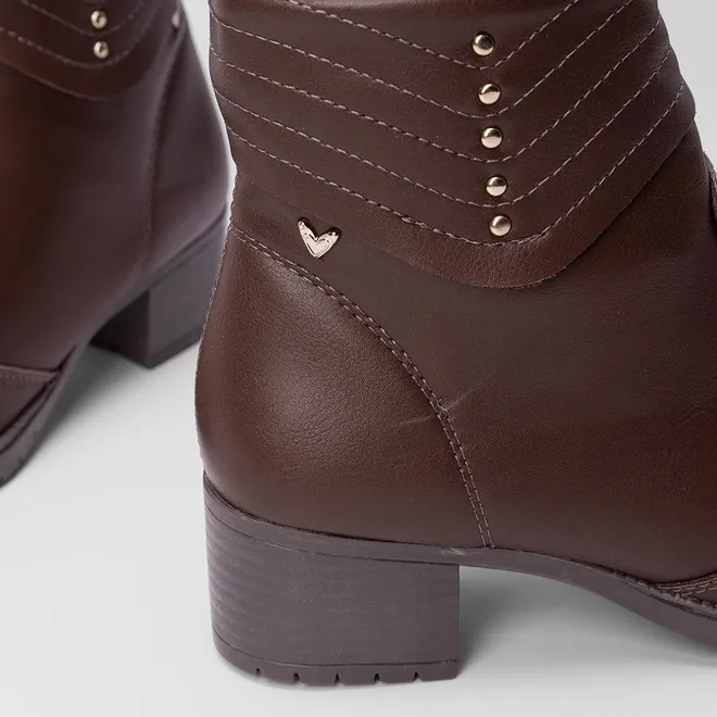 Ankle Boot Mississipi Detalhes Pespontos & Rebite Marrom