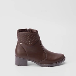Ankle Boot Mississipi Detalhes Pespontos & Rebite Marrom
