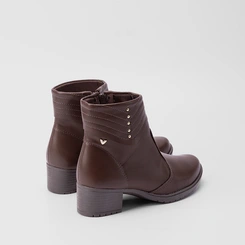 Ankle Boot Mississipi Detalhes Pespontos & Rebite Marrom