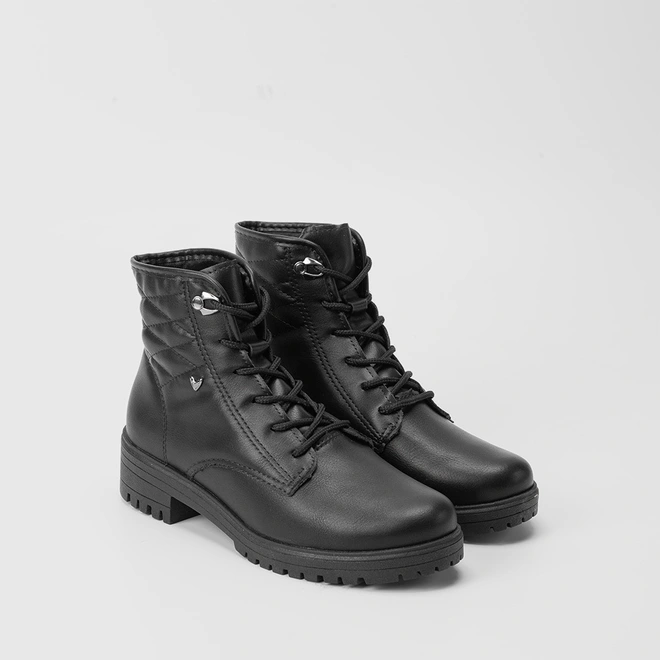 Bota Coturno Feminina Mississipi Cano Curto Pesponto Tratorado Preto