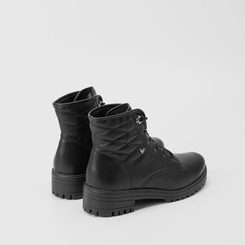 Bota Coturno Feminina Mississipi Cano Curto Pesponto Tratorado Preto