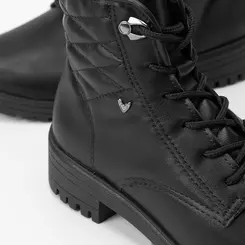 Bota Coturno Feminina Mississipi Cano Curto Pesponto Tratorado Preto