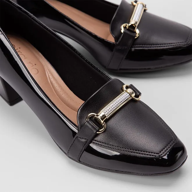 Scarpin Beira Rio Detalhe Strass Preto
