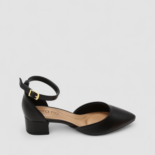 Scarpin Beira Rio Salto Grosso Detalhe Verniz Preto