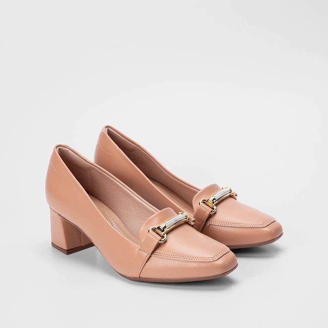 Scarpin Beira Rio Detalhe Strass Nude