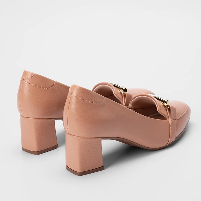 Scarpin Beira Rio Detalhe Strass Nude