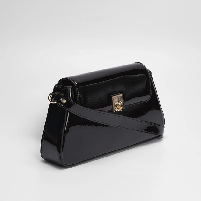 Bolsa Baguete Gabriela Verniz Preto