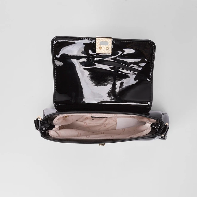 Bolsa Baguete Gabriela Verniz Preto