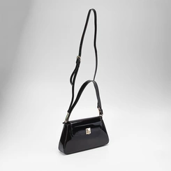 Bolsa Baguete Gabriela Verniz Preto