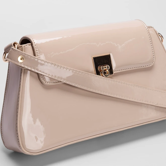 Bolsa Baguete Gabriela Verniz Nude