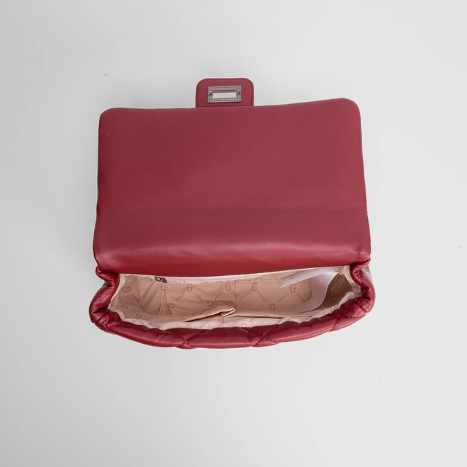 Bolsa Satchel Gabriela Matelassê Detalhe Corrente Vinho