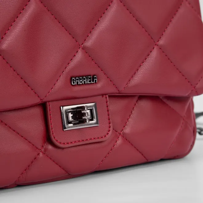 Bolsa Satchel Gabriela Matelassê Detalhe Corrente Vinho