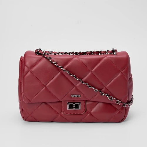 Bolsa Satchel Gabriela Matelassê Detalhe Corrente Vinho