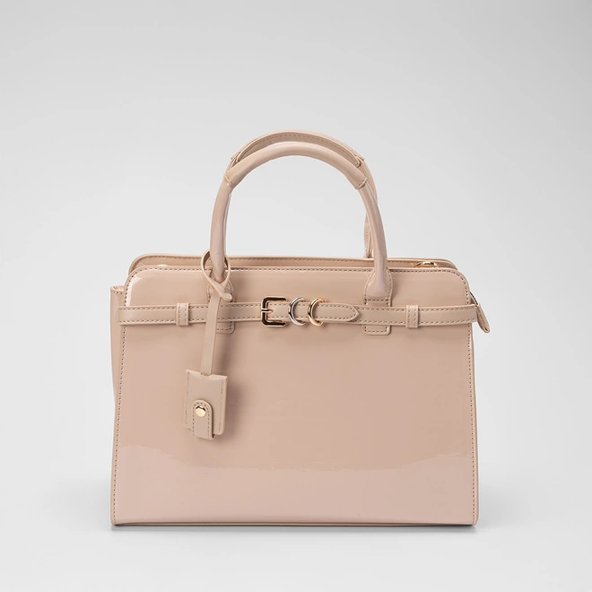 Bolsa Satchel Gabriela Verniz Detalhe Fivela Nude