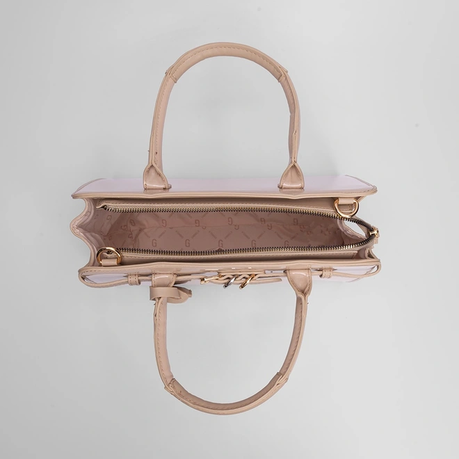 Bolsa Satchel Gabriela Verniz Detalhe Fivela Nude