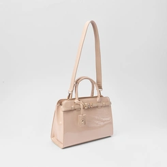 Bolsa Satchel Gabriela Verniz Detalhe Fivela Nude