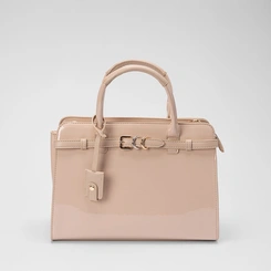 Bolsa Satchel Gabriela Verniz Detalhe Fivela Nude