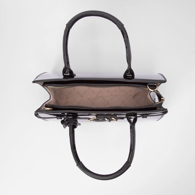 Bolsa Satchel Gabriela Verniz Detalhe Fivela Preto
