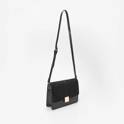 Bolsa Satchel Gabriela Suede Detalhe Lapela Preto