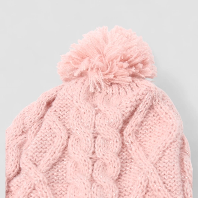 Touca Gorro STZ Pompom Tricô Rosa