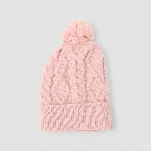 Touca Gorro STZ Pompom Tricô Rosa