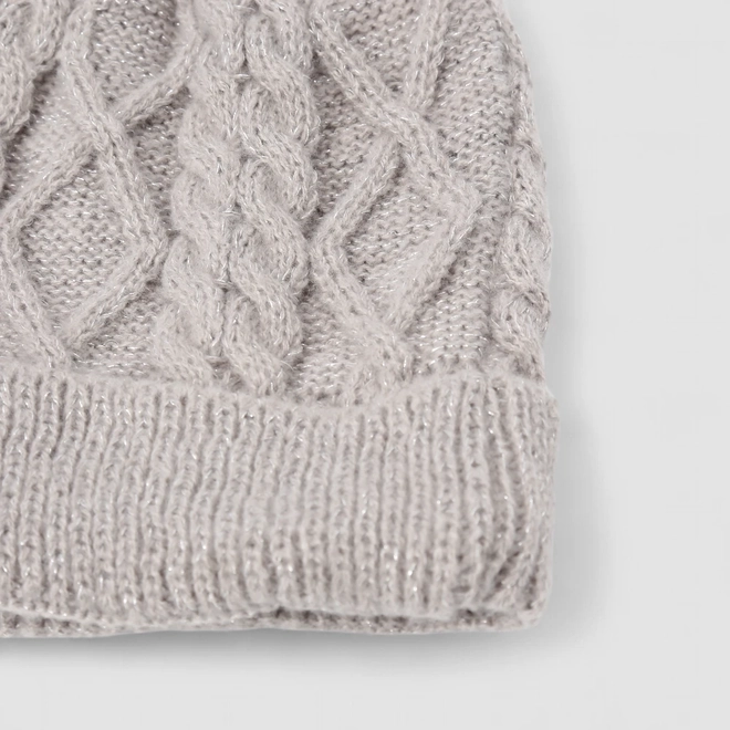 Touca Gorro STZ Pompom Tricô Cinza