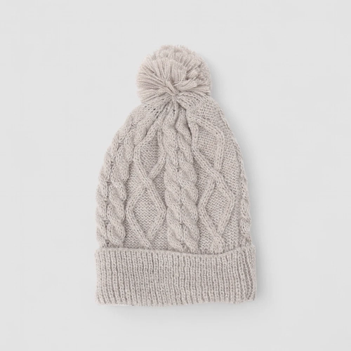 Touca Gorro STZ Pompom Tricô Cinza