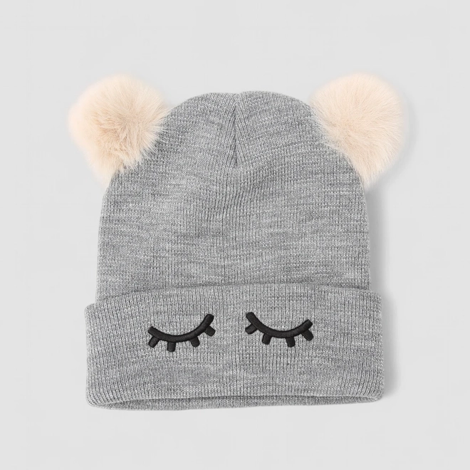 Touca Gorro STZ Cílius Pompons Cinza