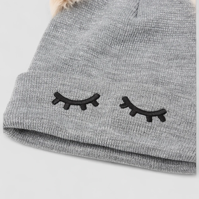 Touca Gorro STZ Cílius Pompons Cinza