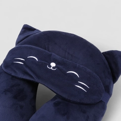Almofada De Pescoço STZ Máscara Gato Azul Marinho