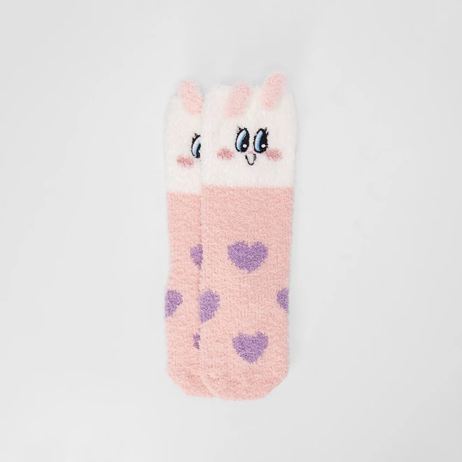 Meia De Inverno Cano Alto Infantil STZ 27-33 Coelhinho Rosa