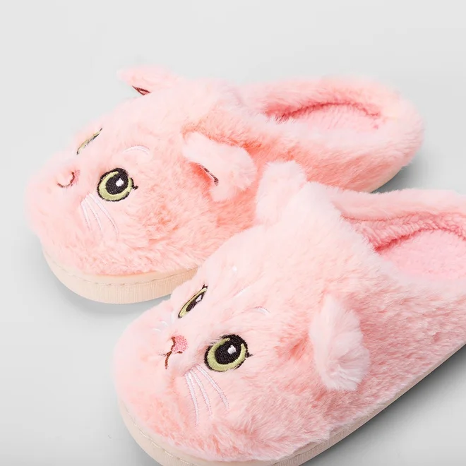 Pantufa Aberta Infantil Stz Bordado Gato Rosa