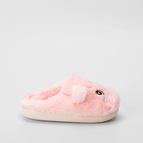 Pantufa Aberta Infantil Stz Bordado Gato Rosa