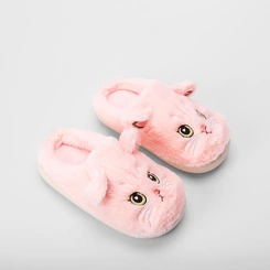 Pantufa Aberta Infantil Stz Bordado Gato Rosa